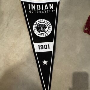 Indian Motorcycle Black and White Wall Pennant